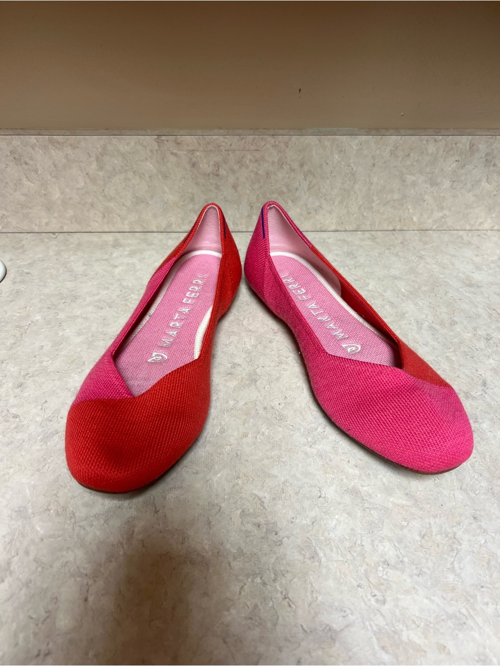 Rothy's Red and Pink Marta Ferri Merino Ballet Flats sz 9